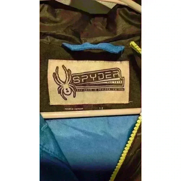 Spyder Boys' Dylan Ski Jacket Old Glory Blue Green Insulated Size 12 - Picture 2 of 8